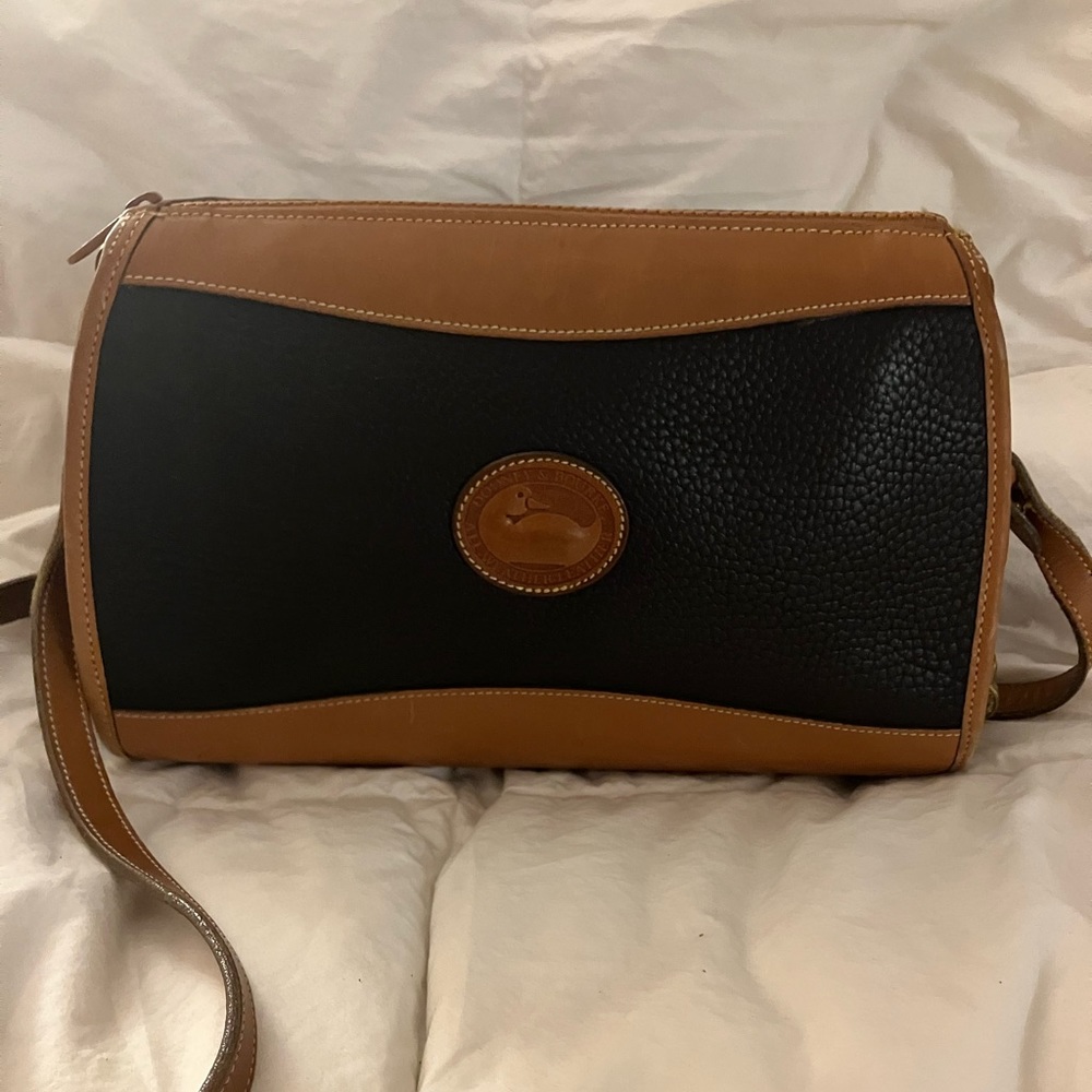 Vintage 80's Dooney & Bourke Black Crossbody Bag in All-Weather Leather